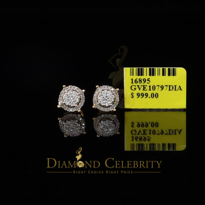 DiamondCelebritees 925 Sterling Silver 0.35 ct Diamond for Women's/Men's Yellow Stud Round Earrings