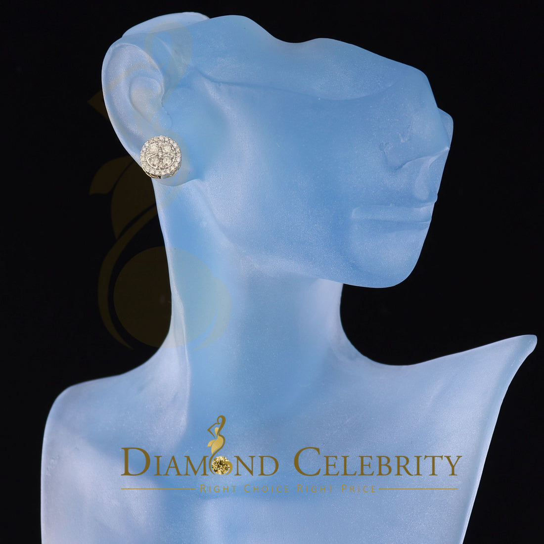 DiamondCelebritees 10K Real Yellow Gold with Real 1.00ct Diamonds Round Stud Earrings