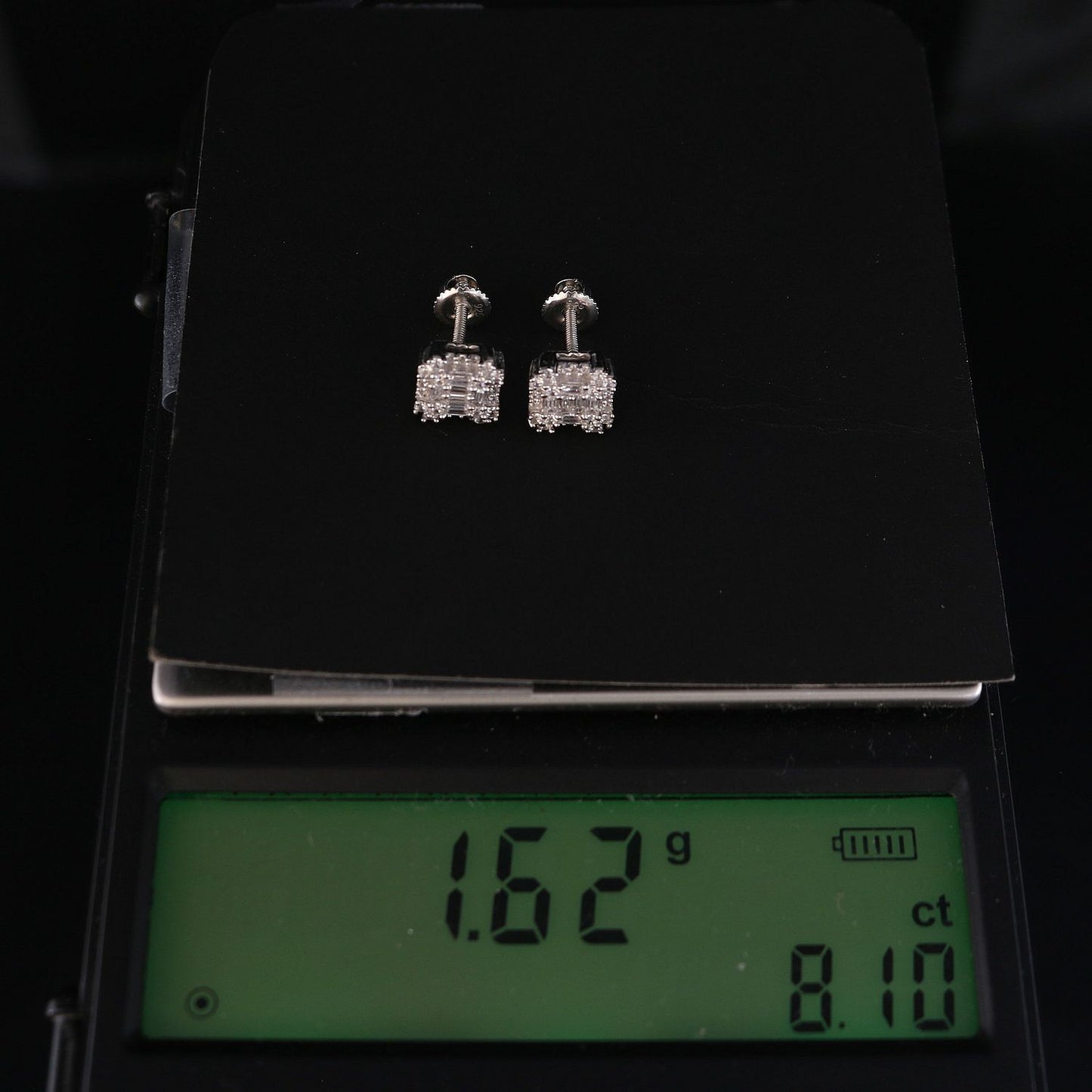 DiamondCelebritees  Hip Hop 925 White Sterling Silver 1.26ct Cubic Zirconia Women's Square Earrings