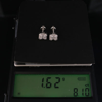 DiamondCelebritees  Hip Hop 925 White Sterling Silver 1.26ct Cubic Zirconia Women's Square Earrings