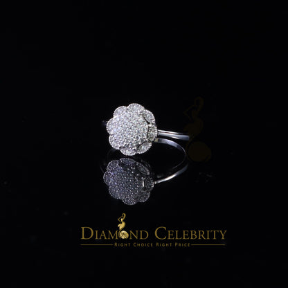 DiamondCelebritees 0.49ct Cubic Zirconia Sterling White Silver Flower Engagement Womens Ring Size 7