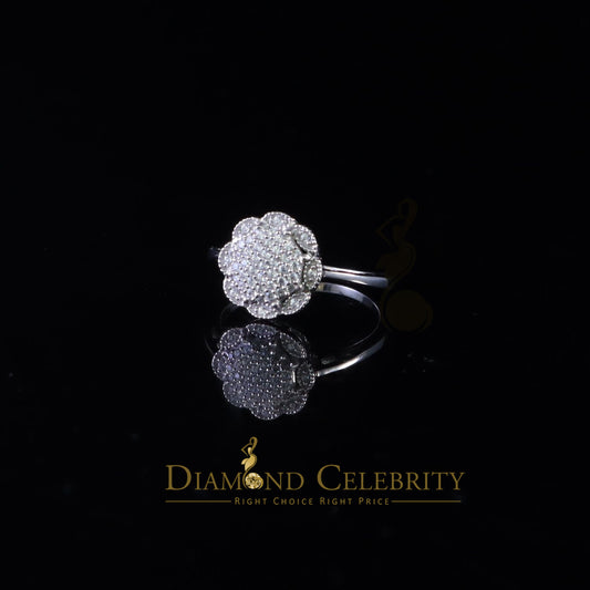 DiamondCelebritees 0.49ct Cubic Zirconia Sterling White Silver Flower Engagement Womens Ring Size 7