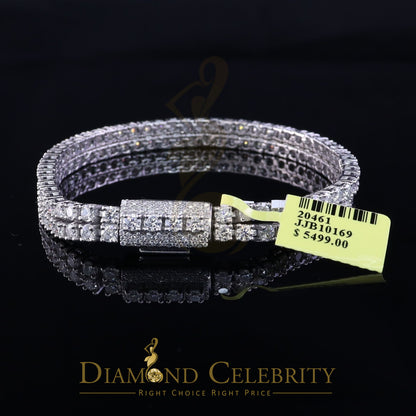 Diamondcelebritees  Tennis Bracelete 4mm Thick 8" Long 15ct Moissanite White 925 Silver Round 2Row