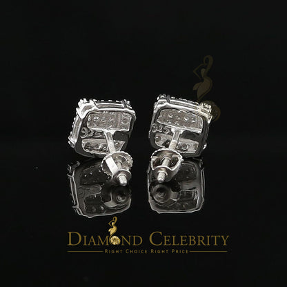 DiamondCelebritees 0.25ct Diamond 925 Sterling Silver White Square Earring For Men's / Women's