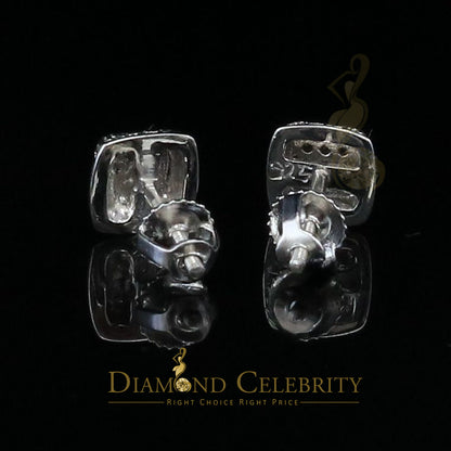 DiamondCelebritees 0.05ct Diamond Square Earrings For Women White 925 Sterling Silver Stud For Men