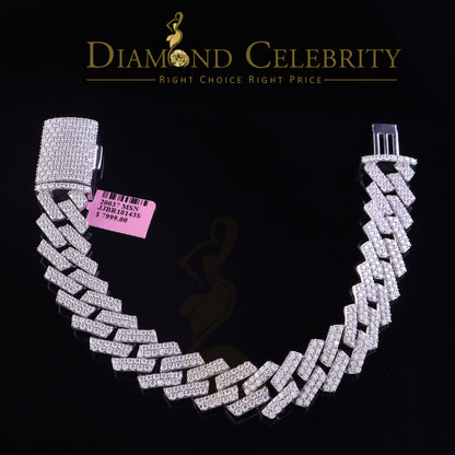 Diamondcelebritees  Manoco Men's Bracelet 925 Silver White 16ct Moissanite size 8.5inch & Width 16mm