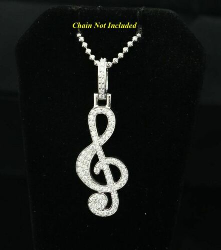DiamondCelebritees Promise 925 White Sterling Silver MUSIC SIGN Pendant with 2.34ct Cubic Zirconia