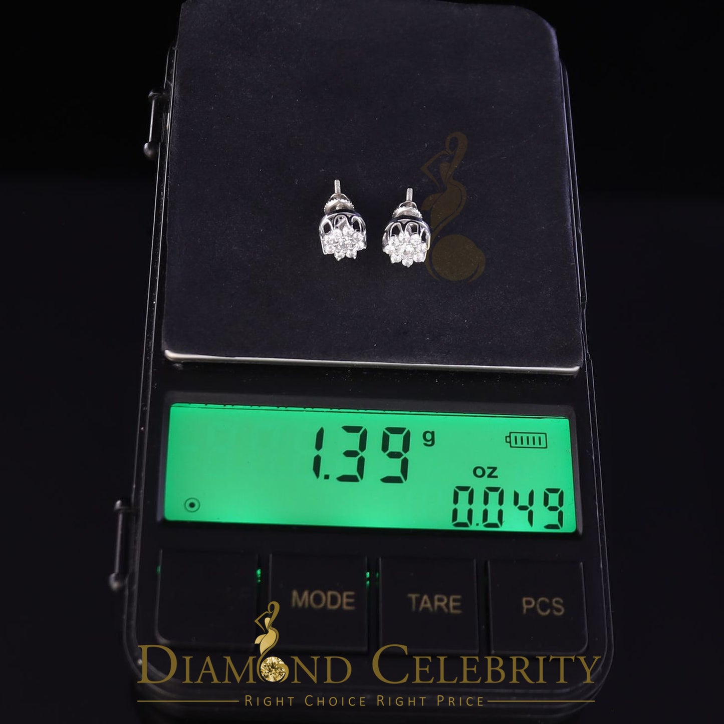 DiamondCelebritees  White 925 Silver Cubic 0.14ct Zirconia Women's & Men's Hip Hop Flower Earrings