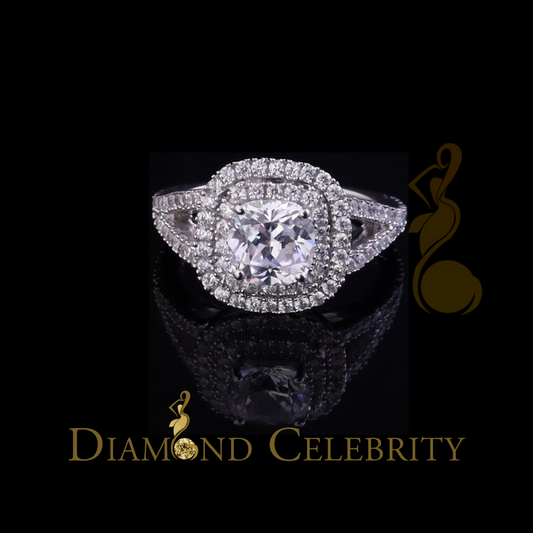 DiamondCelebritees 3.86ct Cubic Zirconia White 925 Silver Square Engagement Womens Ring Size 7