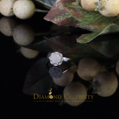 DiamondCelebritees 0.49ct Cubic Zirconia Sterling White Silver Flower Engagement Womens Ring Size 7