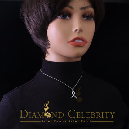 DiamondCelebritees White Ribbon Shape Pendant 925 Sterling Silver with 0.26ct Cubic Zirconia stone