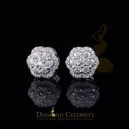 Diamondcelebritees Women's/Men's 925 Silver White 0.50ct VVS 'D' Moissanite Floral Stud Earrings