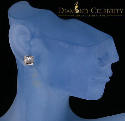 DiamondCelebritees 0.25ct Diamond 925 Silver Yellow Square Earring For Men's / Women's