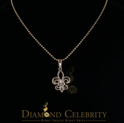 DiamondCelebritees Yellow 925 Sterling Silver Fleur de Lis Pendant with 0.93ct Cubic Zirconia Stone
