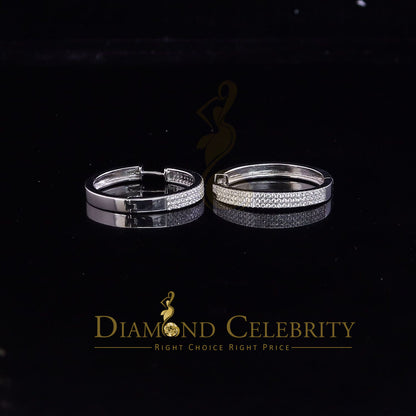DiamondCelebritees  Mens hip hop White 92.51ct Silver Iced 3 row Huggie Hoop Cubic Zirconia Earrings