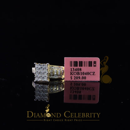 DiamondCelebritees 925 Sterling Yellow Silver Cinderella 1.10ct Cubic Zirconia Women's Ring Size 6