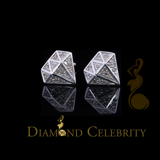 DiamondCelebritees 0.10ct Silver Diamond White For Men's & Womens Hip Hop Stud Earring 925 Sterling