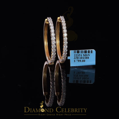 DiamondCelebritees 3.00ct Moissanite Yellow 925 Sterling Silver Women's Hoop Earrings