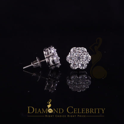 DiamondCelebritees 1.50ct Vvs 'D' Color Genuine Moissanite Stud FLORAL Earrings 10k Real White Gold