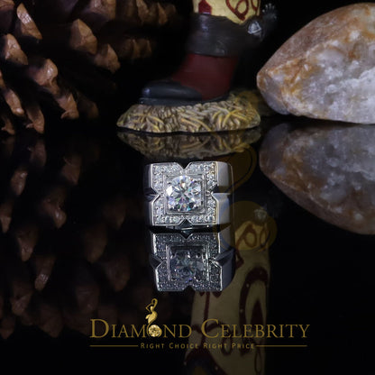 DiamondCelebritees 4.50ct Cubic Zirconia White 925 Silver Men's Adjustable Ring SZ From 9 to 11