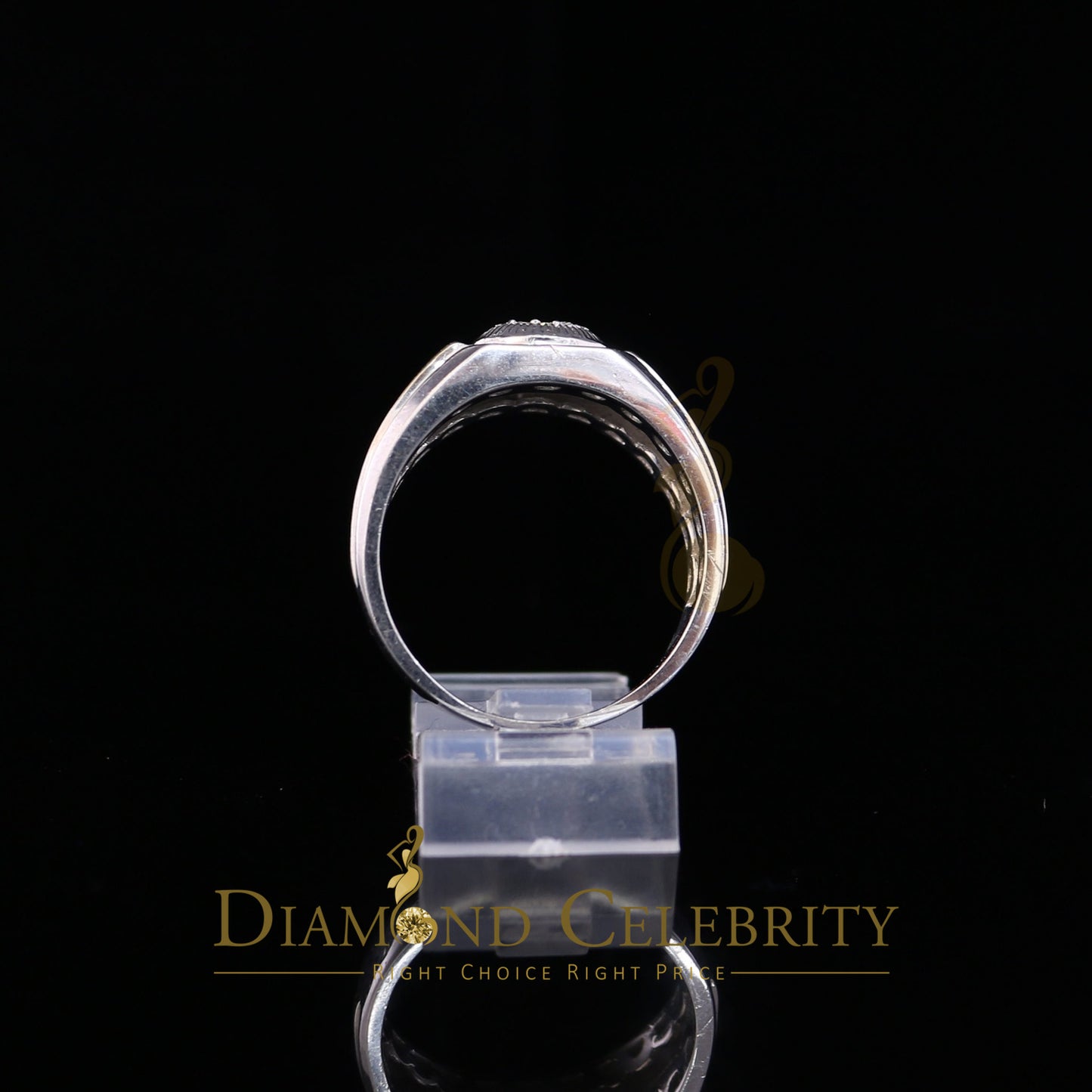 DiamondCelebritees 925 Silver White 0.38ct Cubic Zirconia Wide Men's Engagement Band Ring Size 11.5