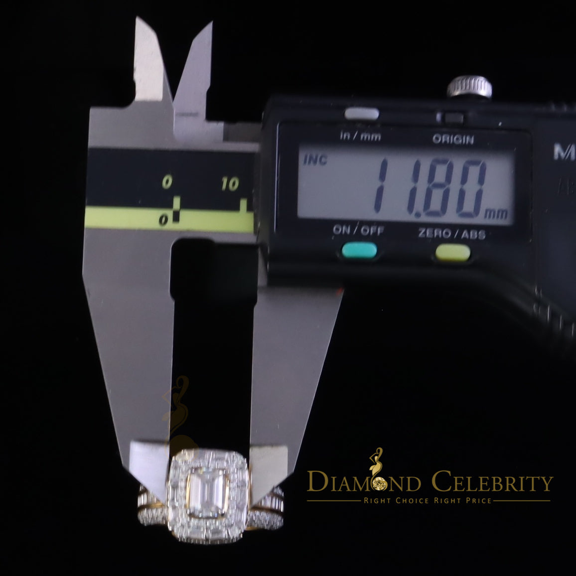 DiamondCelebritees 3.00ct VVS D Silver Yellow Emerald 925 Moissanite Square Baguette Ring SZ7 Women