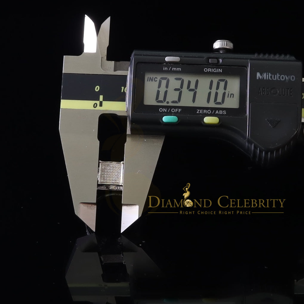 DiamondCelebritees 0.10CT Real Diamond 925 White Silver Engagement Womens Square Ring SZ 7