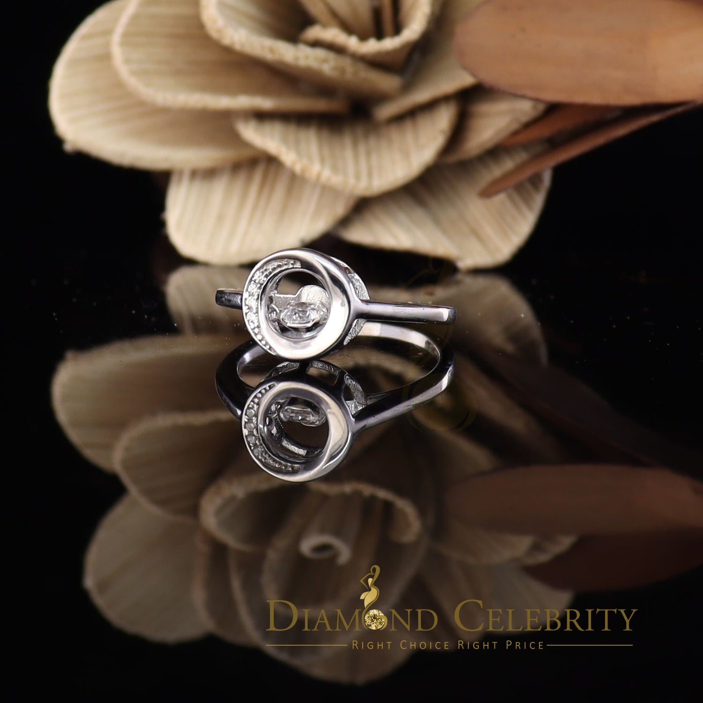 DiamondCelebritees 925 Sterling White Silver Cubic Zirconia Round Women's Ring Size 7.5