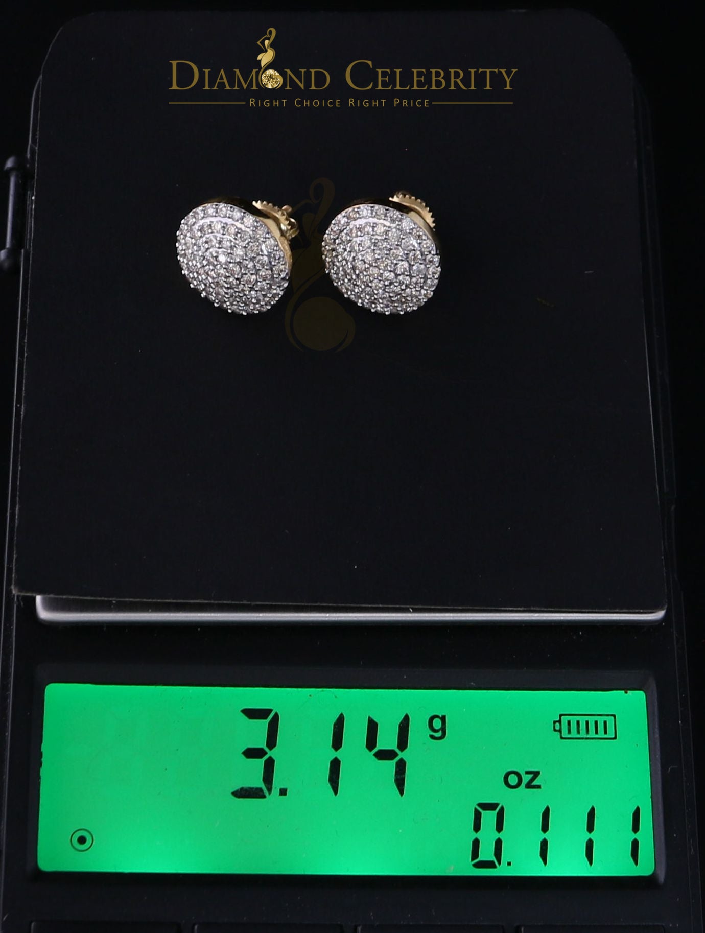 DiamondCelebritees 10K Real Yellow Gold Real Diamond 1.25CT Men's/Women's Stud Round Earring