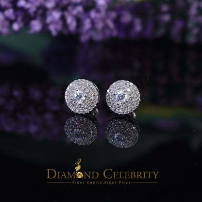 DiamondCelebritees  White Silver 925 Sterling Silver 0.92ct Cubic Zirconia Women's Round Earrings