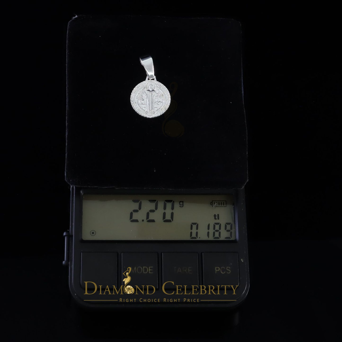 DiamondCelebritees Double Side Round Benedict Men's/Women's Pendant Religious 925 Sterling Silver