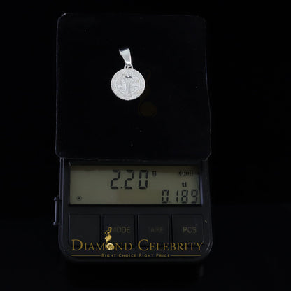 DiamondCelebritees Double Side Round Benedict Men's/Women's Pendant Religious 925 Sterling Silver
