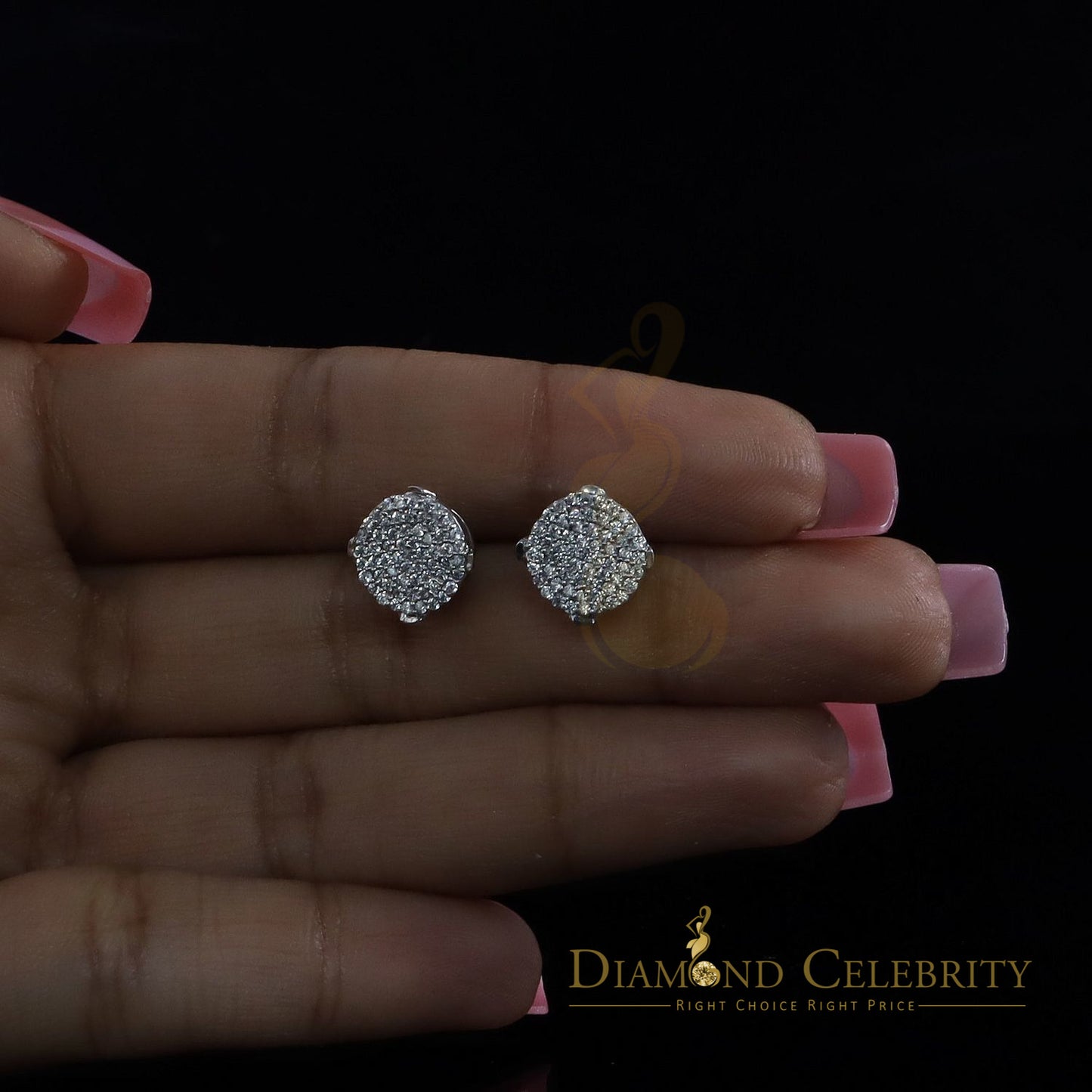 DiamondCelebritees  White 925 Silver 0.90ct Cubic Zirconia Women's & Men's Hip Hop Round Earrings