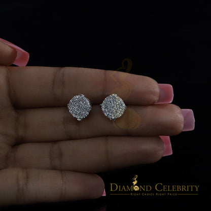 DiamondCelebritees  White 925 Silver 0.90ct Cubic Zirconia Women's & Men's Hip Hop Round Earrings