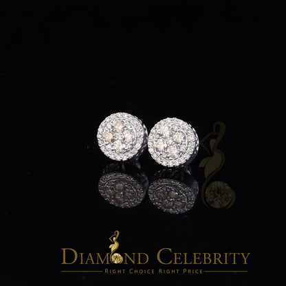 DiamondCelebritees 10K Real White Gold Real Diamond 1.25CT Men's/Women's Stud Round Earring