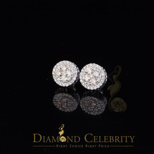 DiamondCelebritees 10K Real White Gold Real Diamond 1.25CT Men's/Women's Stud Round Earring
