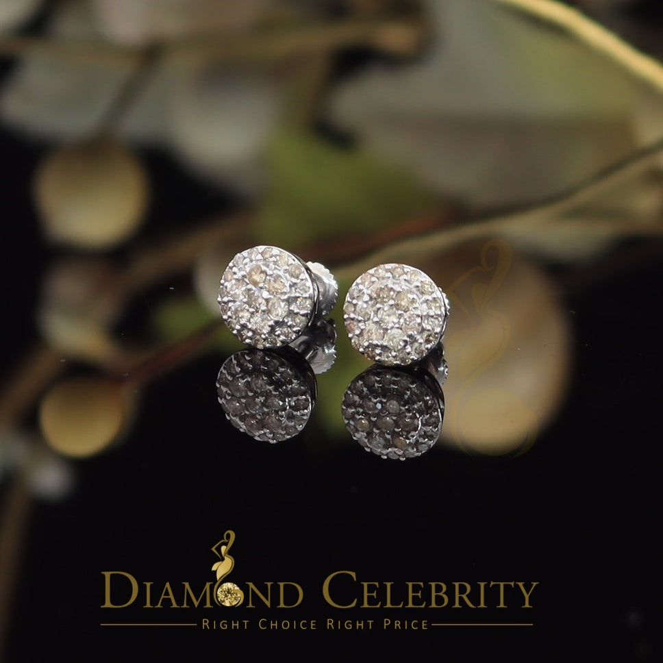 DiamondCelebritees 10K Real White Gold Real Diamond 0.55CT Men's/Women's Stud Round Earring