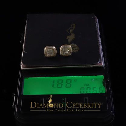 DiamondCelebritees 925 Sterling Silver Hip Hop Men's & Women's 0.15ct Real Diamonds Yellow Earrings