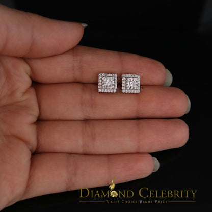 DiamondCelebritees  1.2ct Cubic Zirconia 925 White Sterling Silver Women's Hip Hop Square Earrings