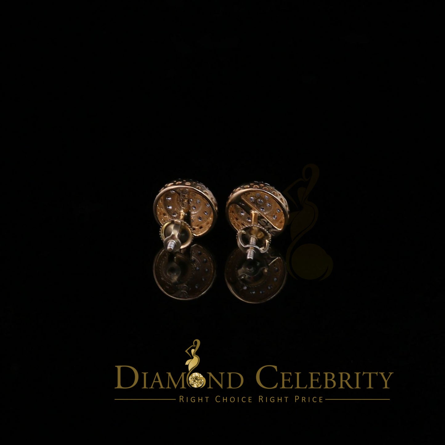 DiamondCelebritees  3.45ct Cubic Zirconia 925 Yellow Silver Women's & Men's Hip Hop Round Earrings