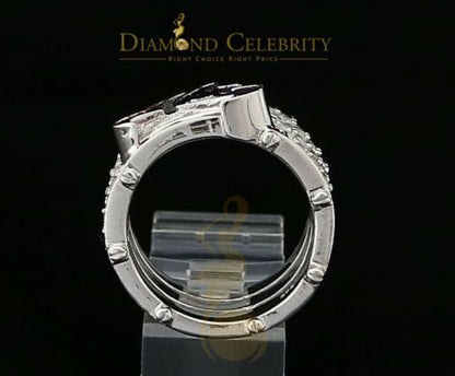 DiamondCelebritees 925 Silver White 1.50ct Cubic Zirconia Texan Wide Band Cocktail Ring Size 10