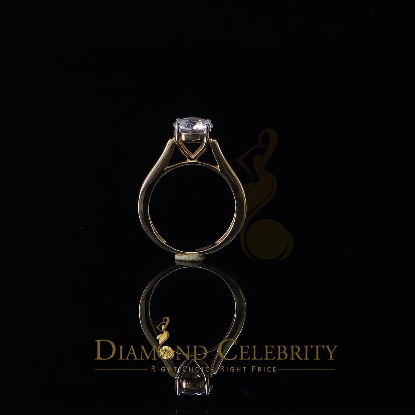 King Of Blings  10K Yellow Gold 2.00CT VVS'FL' D clr Round Solitaire Moissonite Womens Ring S/7