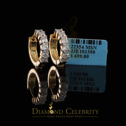 DiamondCelebritees 2.00ct Moissanite Princess Yellow 925 Sterling Silver Women's Hoop Earrings
