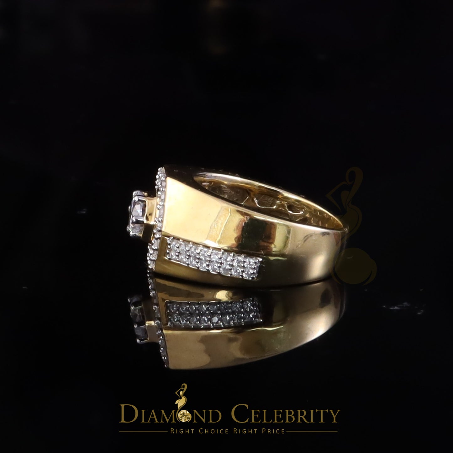 DiamondCelebritees 925 Yellow Sterling Silver Cubic Zirconia 2.44ct Men Ring Size 9