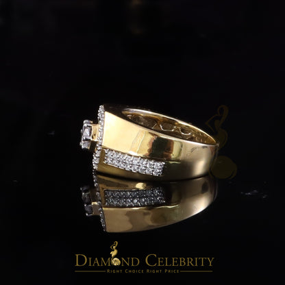 DiamondCelebritees 925 Yellow Sterling Silver Cubic Zirconia 2.44ct Men Ring Size 9
