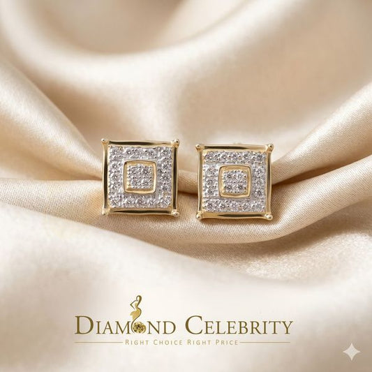 DiamondCelebritees 0.05ct Diamond 925 Sterling Silver Yellow Stud Women's & Men's Square Earrings