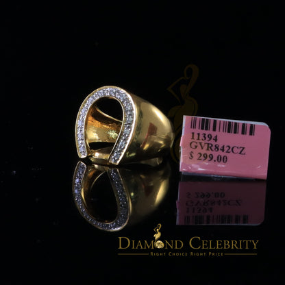 DiamondCelebritees 925 Sterling Yellow Silver Cubic Zirconia 0.26ct Horsehoe Womens Ring Size 7