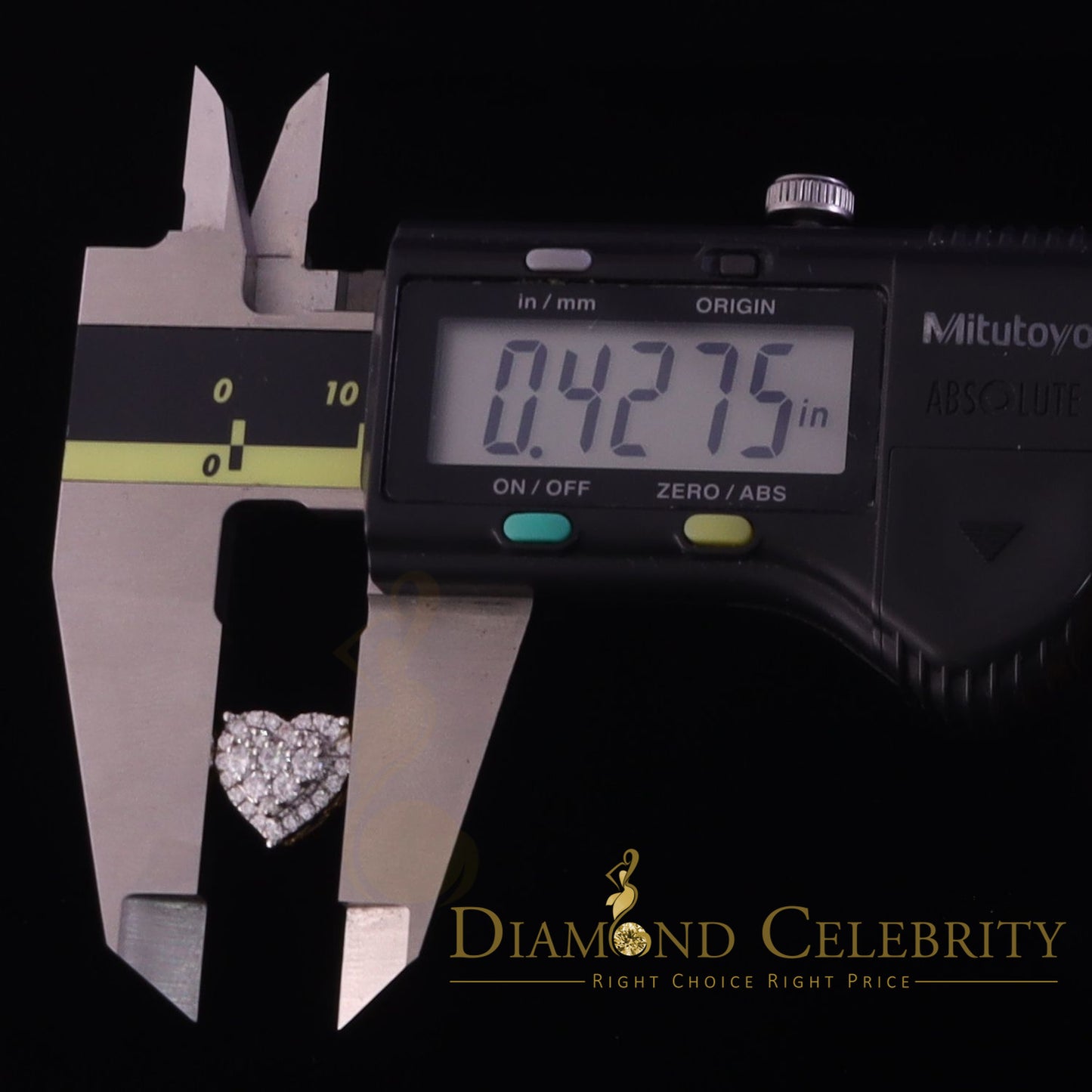 DiamondCelebritees Genuine 1.10ct Vvs 'D' Color Moissanite Heart Earring 10k Real Yellow Gold