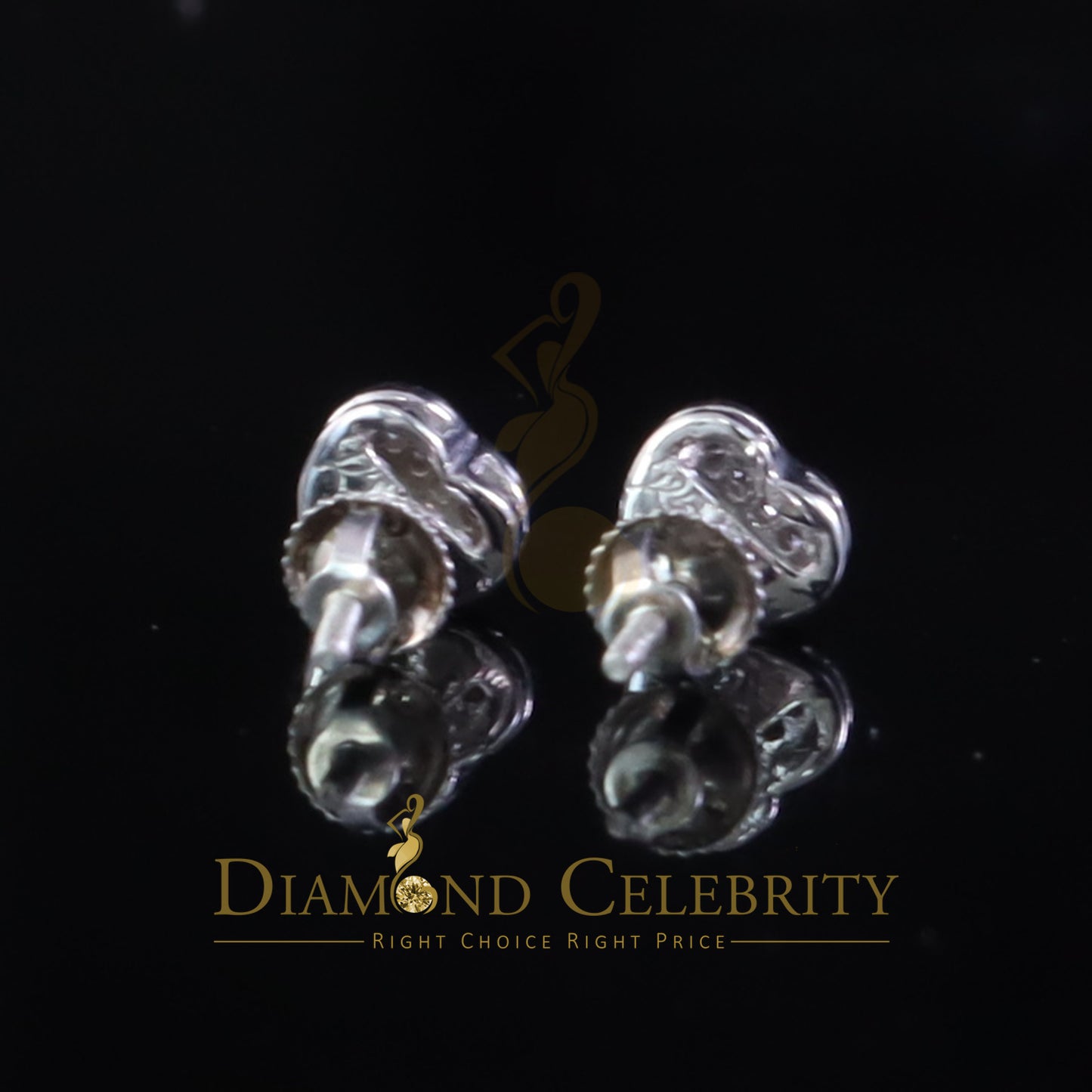 DiamondCelebritees Aretes Para Hombre Heart 925 White Silver 0.08ct Diamond Women's /Men's Earring