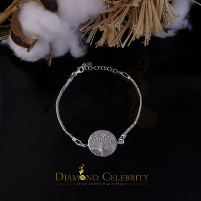 DiamondCelebritees White 925 Sterling Silver Women's Mother Of Pearl Tree Of Life Bracelet Size 8